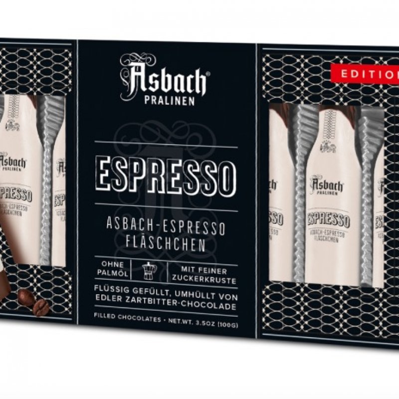  Praline Asbach în formă de sticluțe cu espresso