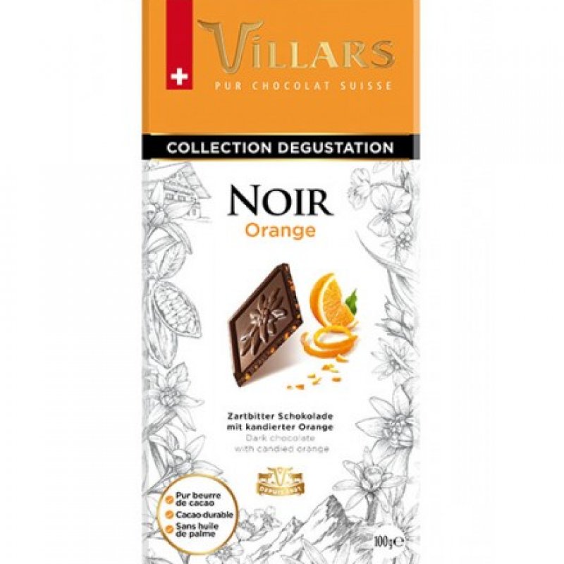  Tabletă de ciocolată Villars neagră cu portocale PRODUS DISPONIBIL DOAR ÎN MAGAZIN