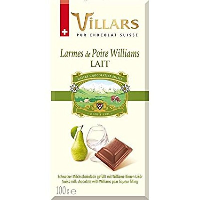 Tabletă Villars de ciocolată cu lapte și lichior de pere Williams 