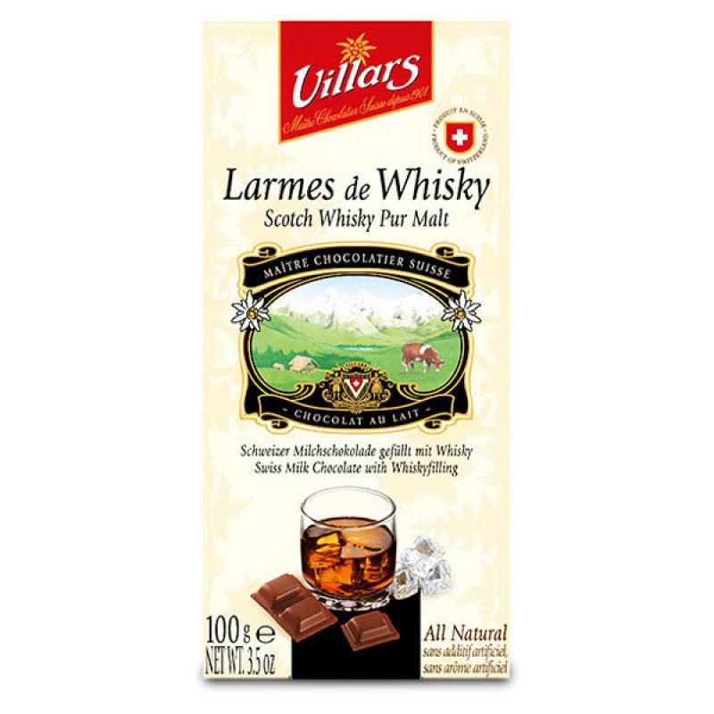  Tabletă de ciocolată elvețiană premium Villars cu lapte și whisky 