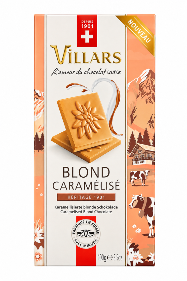 Ciocolată elvețiană blondă Villars cu lapte caramelizat, 100g