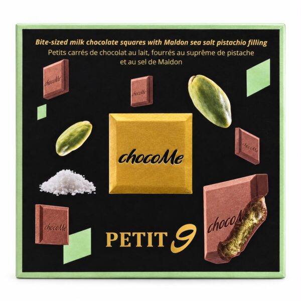 Cubulețe de ciocolată neagră cu umplutură de fistic și sare Petit 9