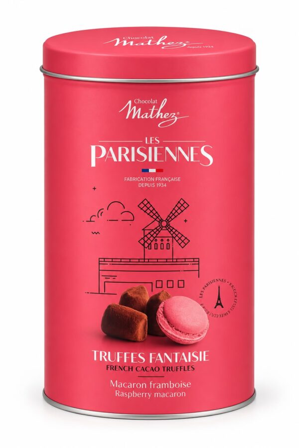 Trufe franțuzești Mathez Les Parisiennes cu macaron de zmeură, 200 g