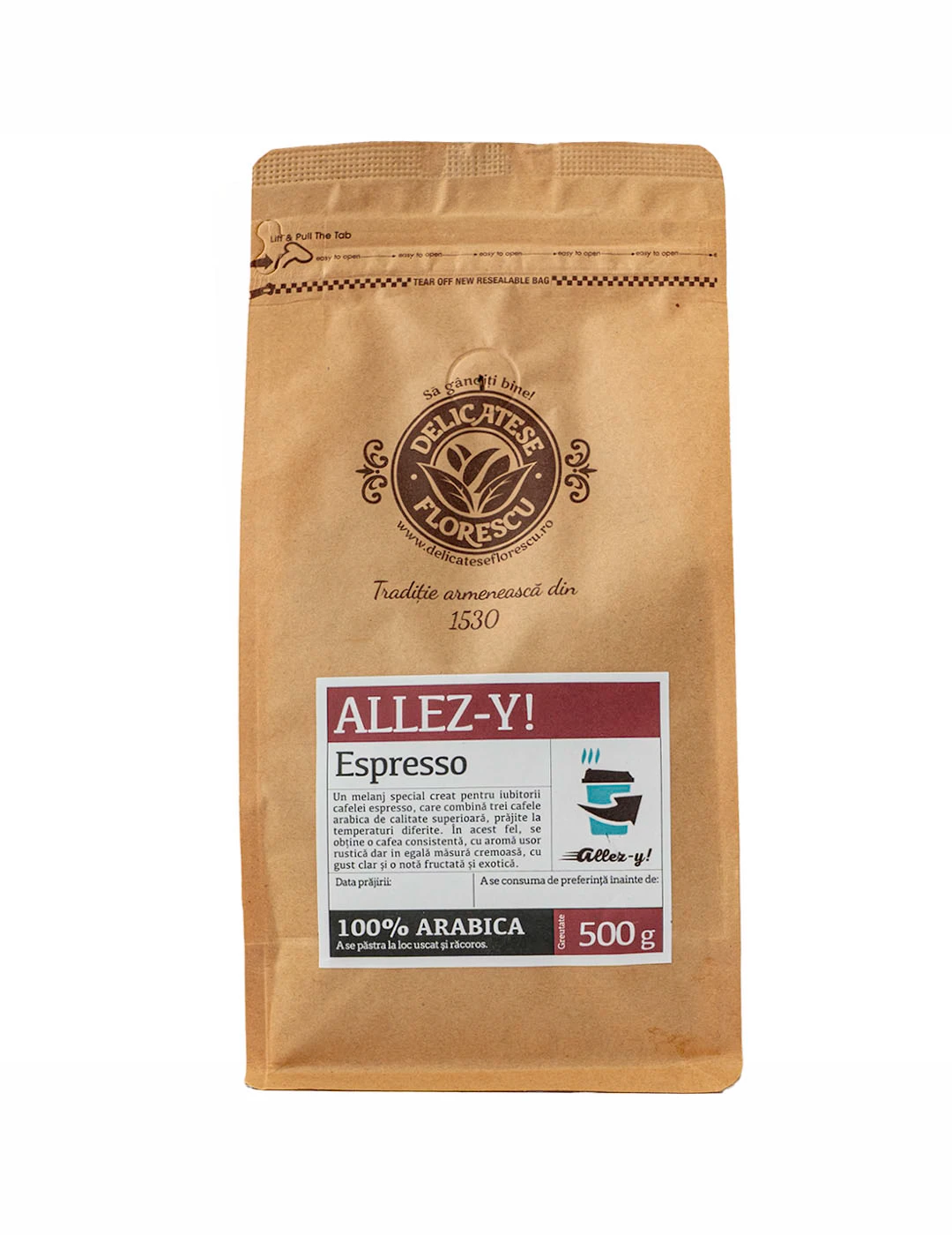 Cafea Allez-y Espresso, ofertă exclusiv online (pachet de 500 g boabe)