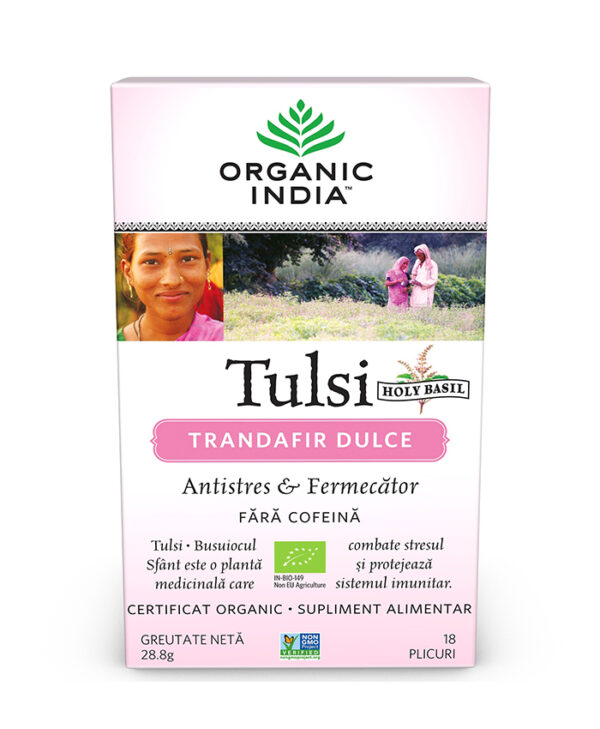 Ceai Organic India Tulsi Trandafir Dulce – 18 plicuri