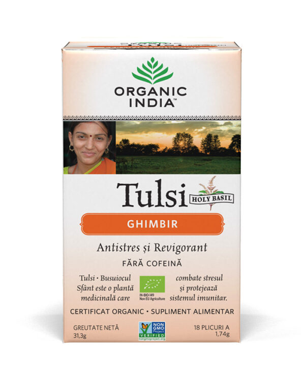 Ceai Organic India Tulsi Ghimbir – 18 plicuri