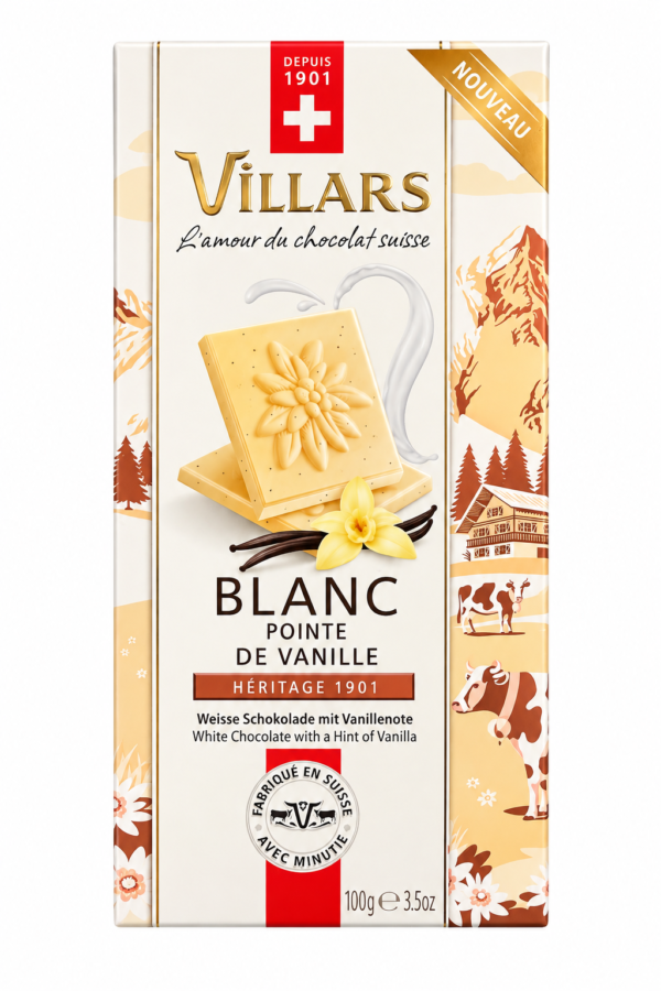 Ciocolată elvețiană albă Villars cu note de vanilie, 100g