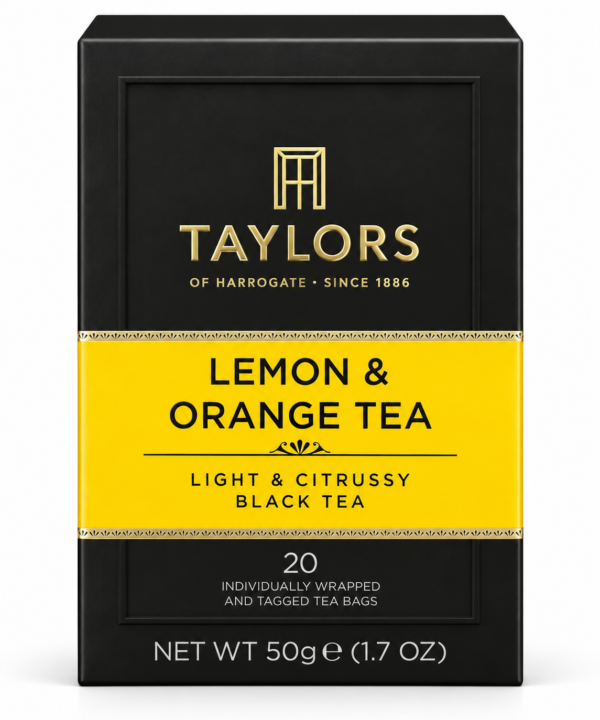 Ceai negru Taylors of Harrogate cu lămâie și portocală – 20 pliculețe, 50 g