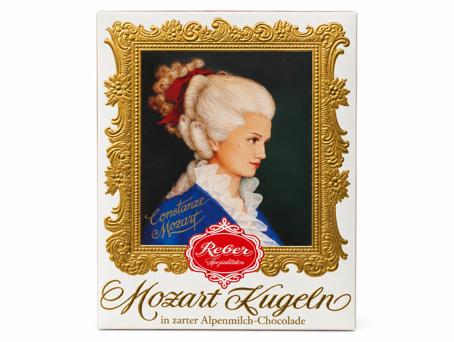 Praline Reber Constanze din ciocolată cu lapte, marțipan, fistic și nougat 120 g